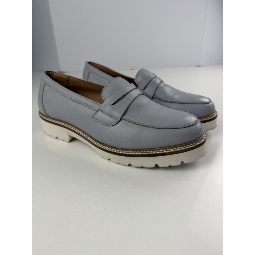 Dune London Women's Gray Leather‎ Lug Sole Loafers EU 39 / US 8.5 Slip On Shoes